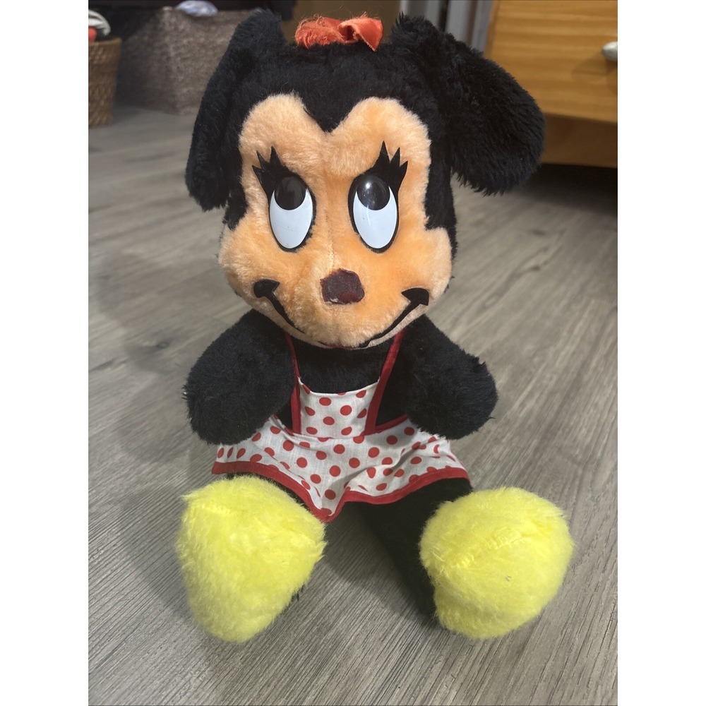 Vintage 60s-70s Minnie Mouse Plush 11" California Stuffed Toys Walt Disney